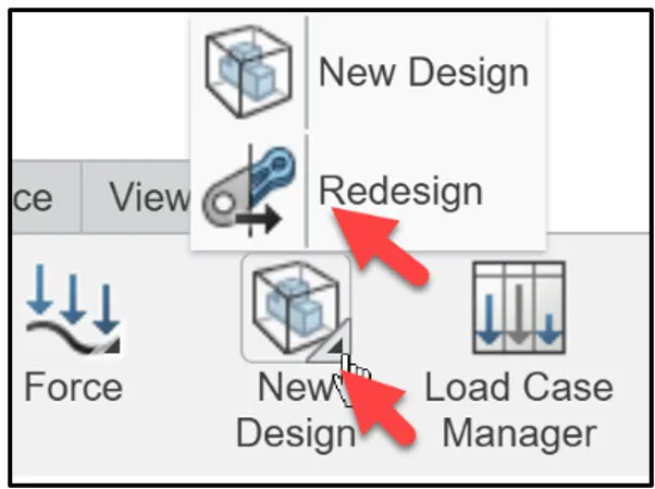 Redesign-Funktion in der Aktionsleiste von SOLIDWORKS xDesign zur erneuten Generierung der Geometrie.