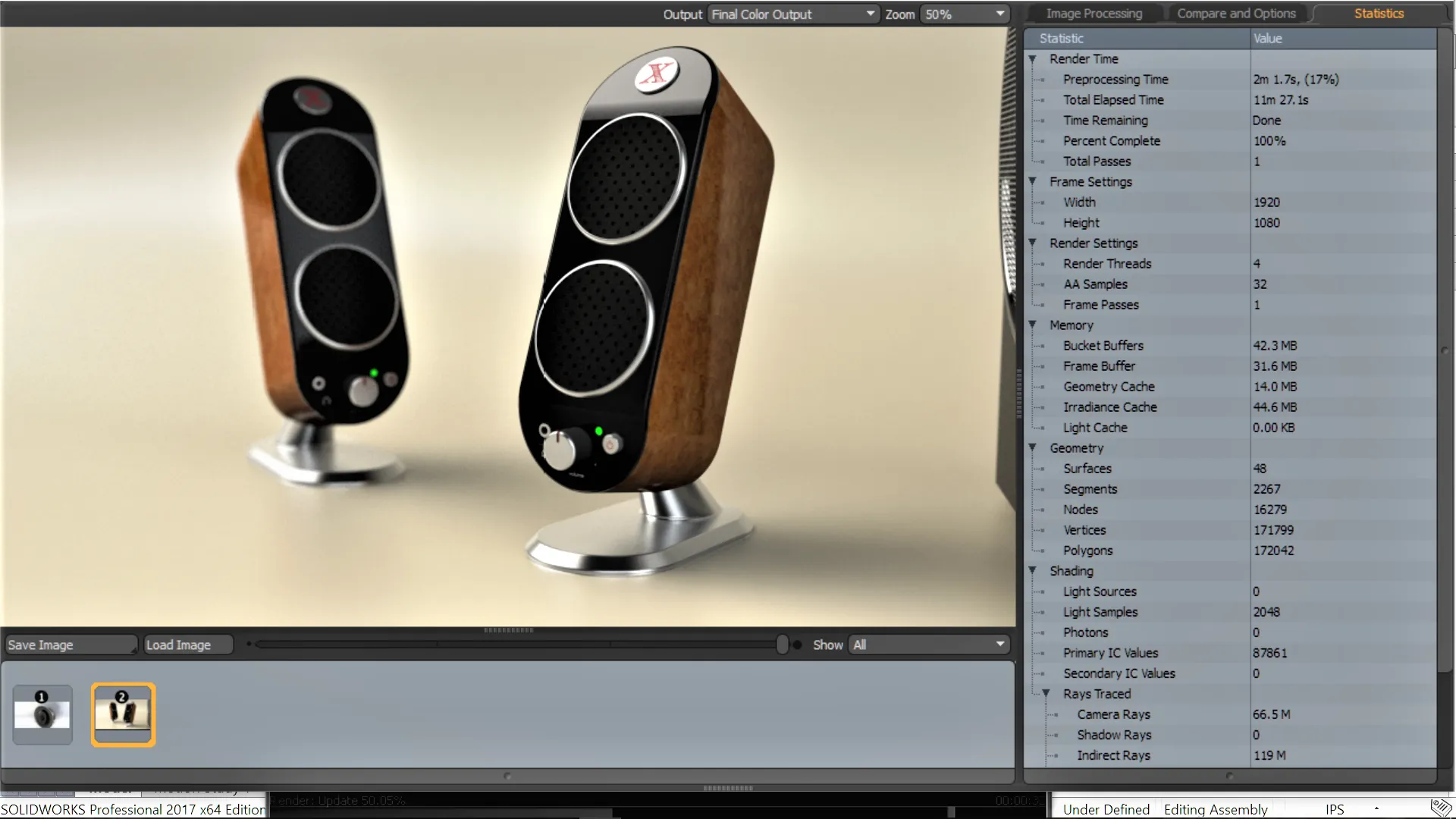 Rendering-Testergebnisse des HP Spectre x360 mit SOLIDWORKS