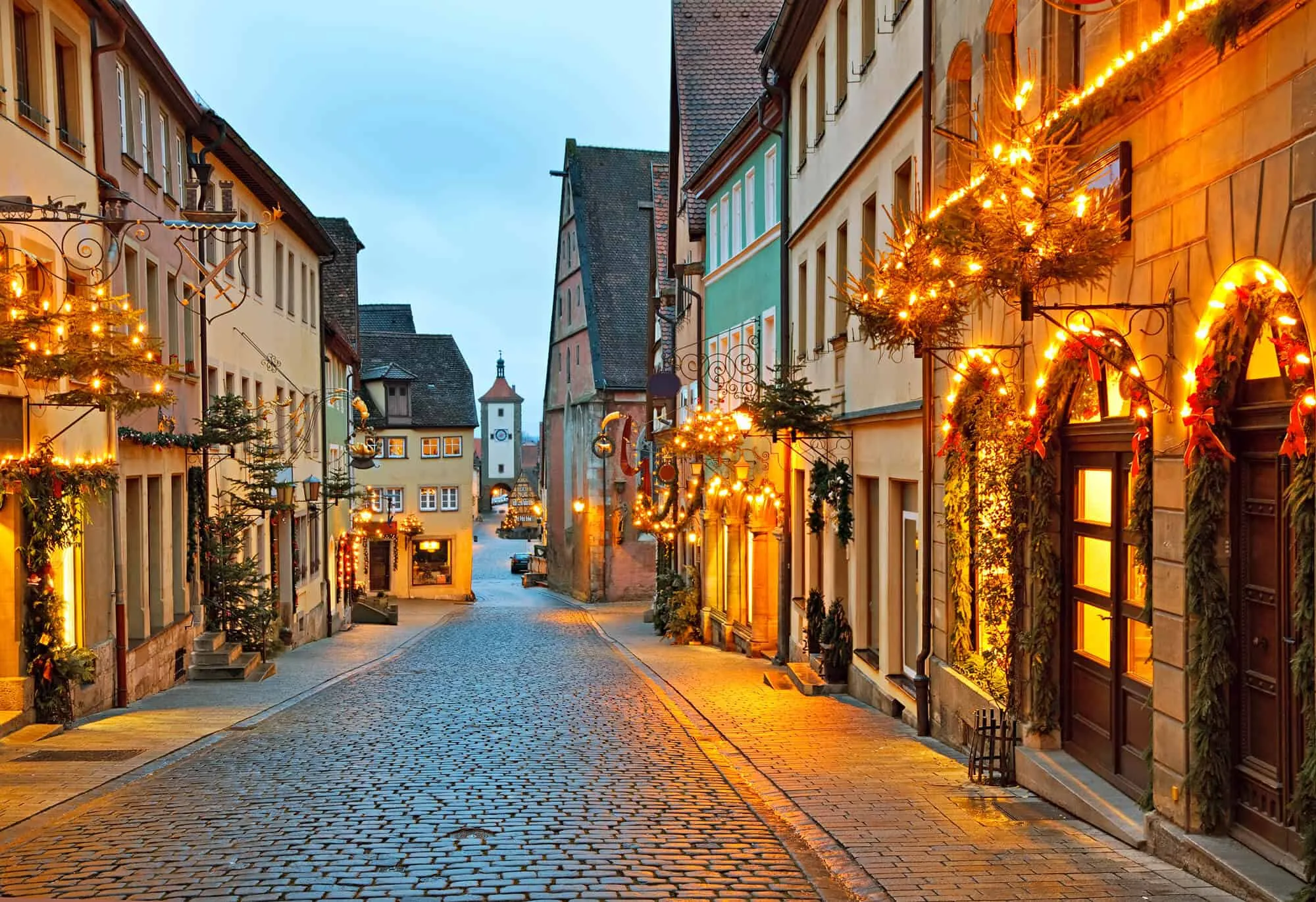 Rothenburg ob der Tauber Weihnachtsmarkt bei Nacht