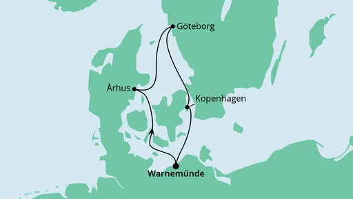 Routenverlauf Kurzreise nach Dänemark mit Göteborg