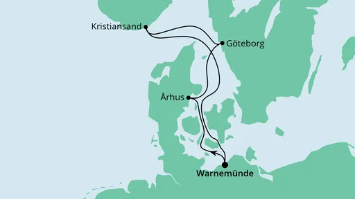Routenverlauf Kurzreise nach Skandinavien