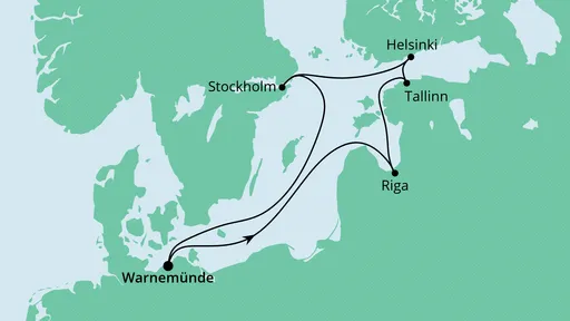 Routenverlauf Ostsee ab Warnemünde 1