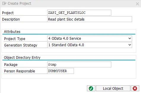 SAP Gateway Service Builder - Projekt Erstellung
