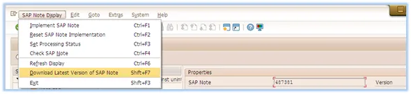 SAP Note Version herunterladen