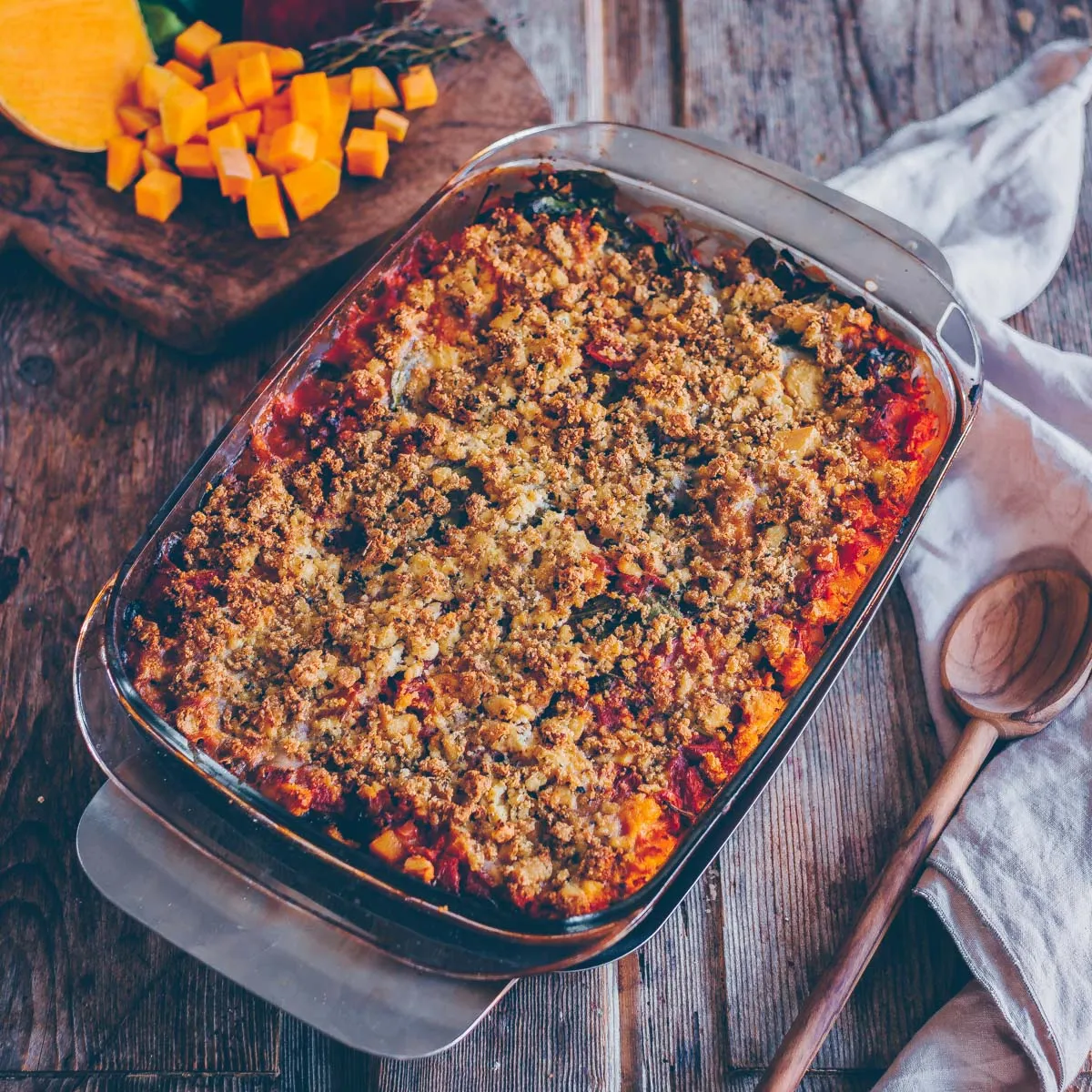 Schichtweise Kürbis Lasagne für die ganze Familie