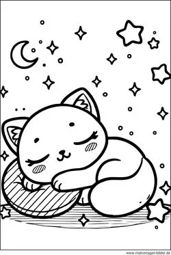 schlafende Katze Ausmalbild