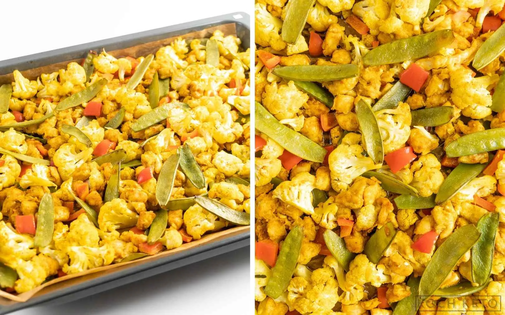 Schnelles Hähnchen-Curry mit Gemüse direkt vom Backblech