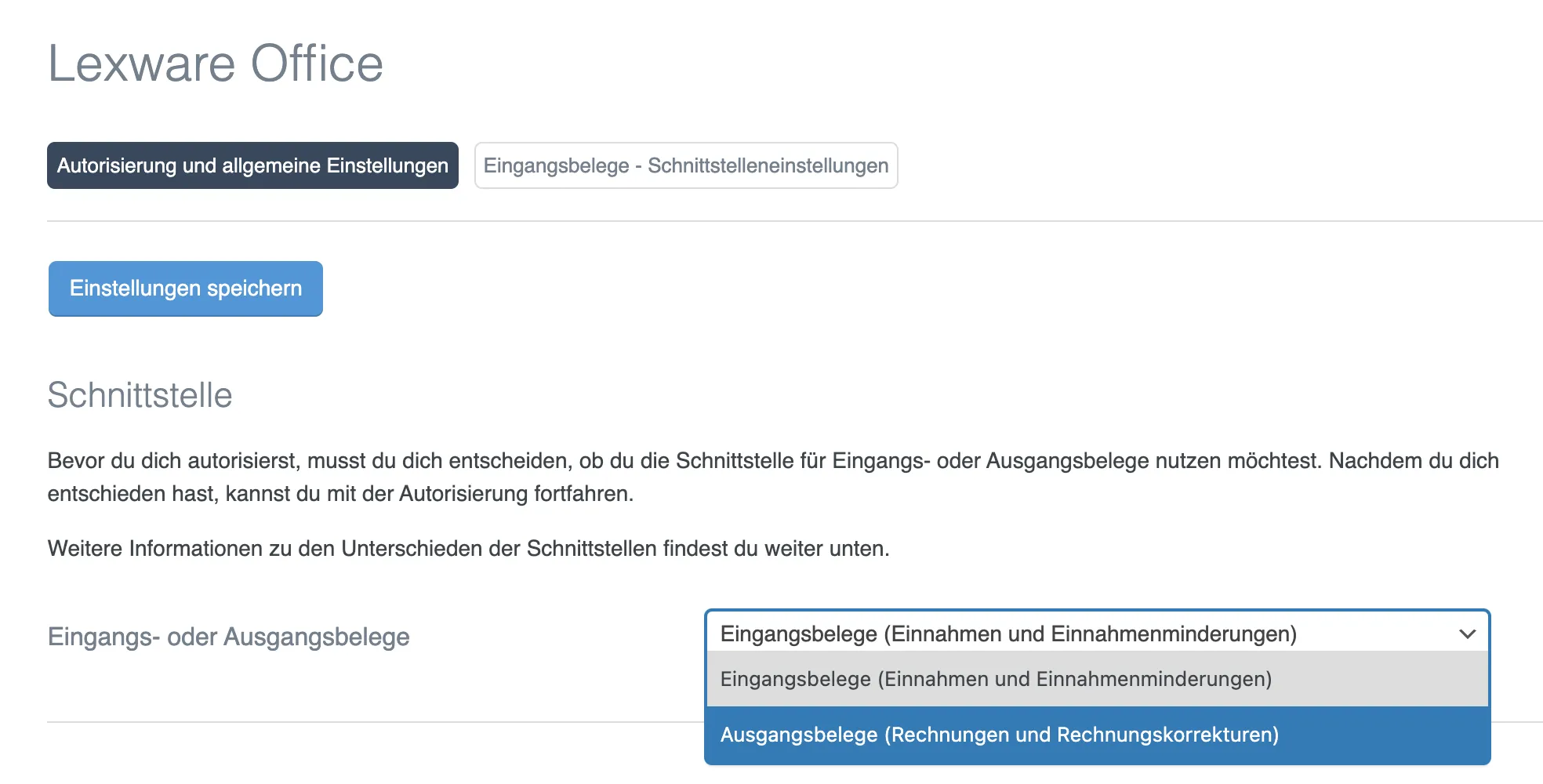Schnittstelle wählen