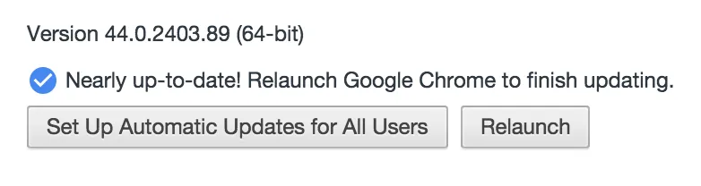 Screenshot der Chrome-Browserversion 44.0.2403.107 nach dem Update zur Behebung des HTTPS-Header-Problems