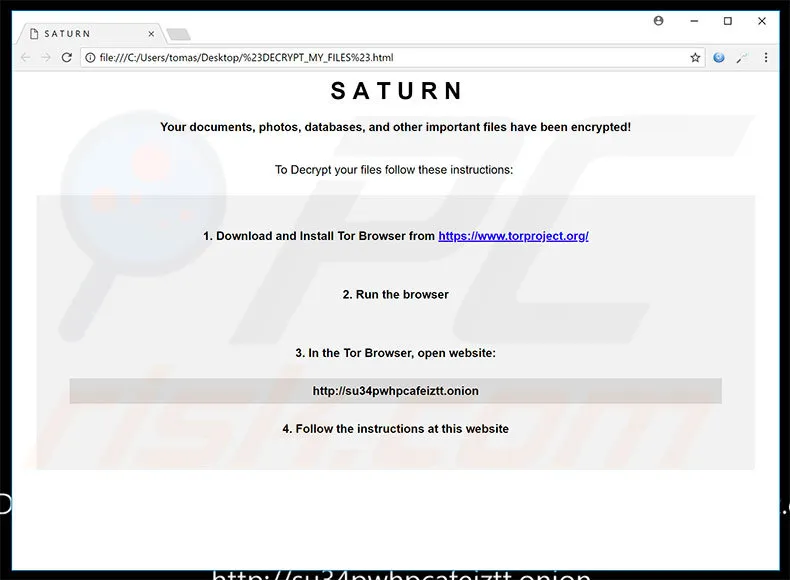 Screenshot der Saturn HTML-Datei