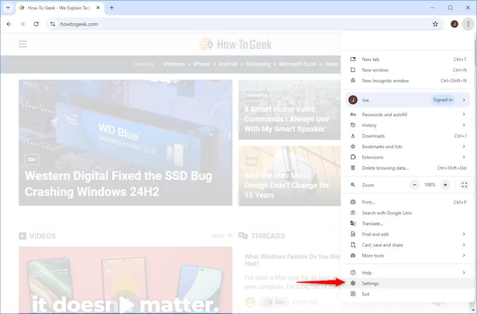 Screenshot: Suchmaschinen-Einstellungen in Google Chrome auf dem Desktop