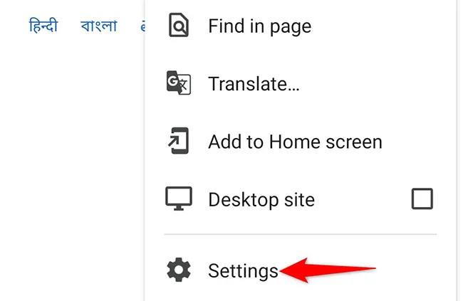 Screenshot: Suchmaschinen-Einstellungen in Google Chrome auf Mobilgeräten