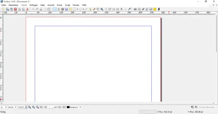Scribus Benutzeroberfläche zur Gestaltung von Magazinen und Büchern als InDesign Alternative