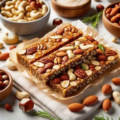 Selbstgemachte basische Nussriegel als gesunder Snack