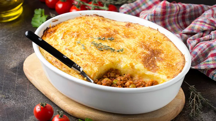 Shepherds Pie, ein Auflauf mit Kartoffelbrei und Hackfleisch