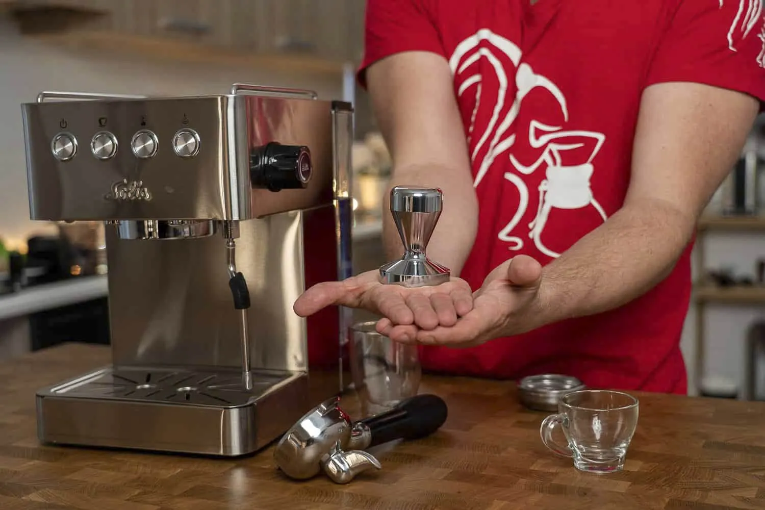 Siebträgermaschine Test: Solis Barista Gran Gusto Espressomaschine Tamper10