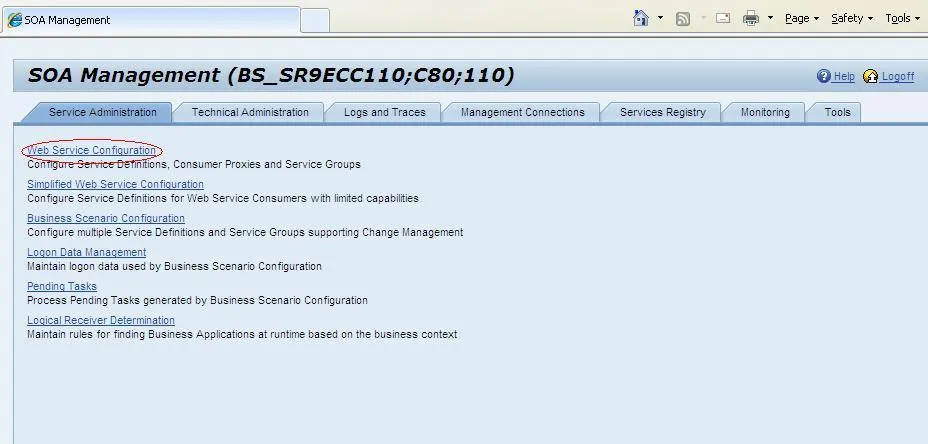 SOAMANAGER Web Service Konfiguration