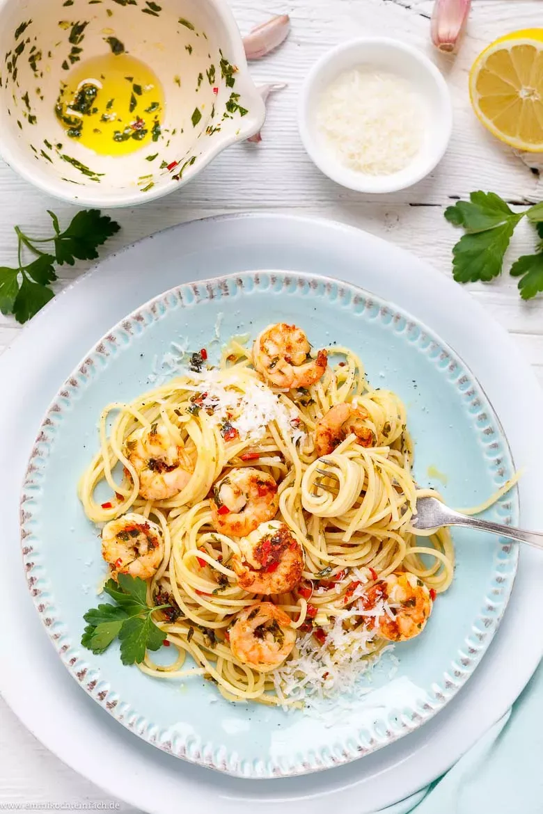 Spaghetti mit Garnelen selber machen