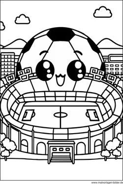 Spannende Fußballstadion Malvorlage für kleine Fans