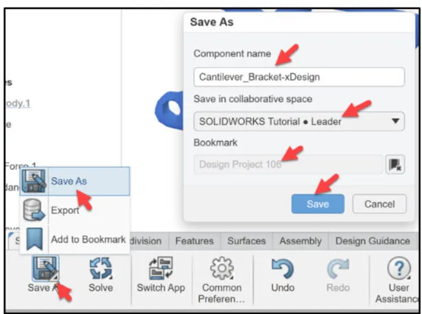 Speichern-unter-Dialogfeld in SOLIDWORKS xDesign zum Speichern des physikalischen Produkts.