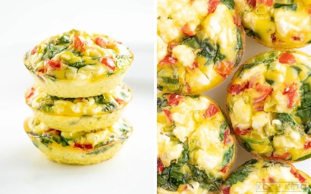 Spinat &amp; Feta Ei-Muffins mit Tomaten