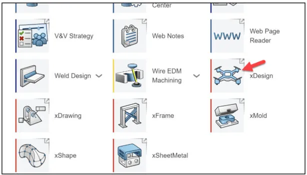 Starten der SOLIDWORKS xDesign App über das Widget im 3DEXPERIENCE Kompass für 3DXML SOLIDWORKS Workflows.