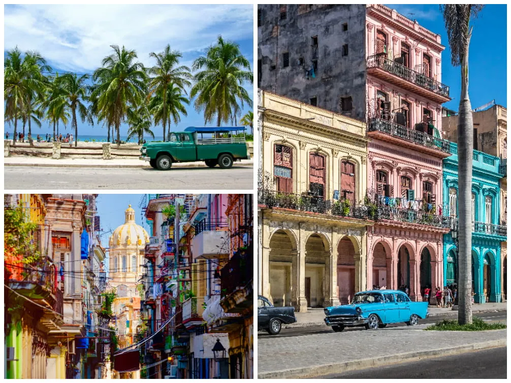 Strand und koloniale Architektur in Havanna, Kuba
