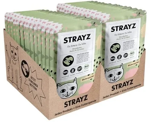 Strayz Huhn & Zucchini, Nassfutter für Katzen mit ansprechendem Design