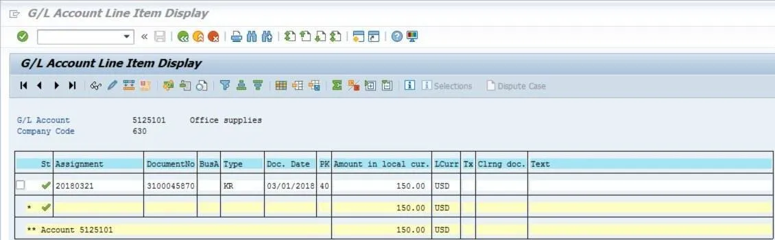 Symbol für offene Einzelposten in der FBL3N-Anzeige