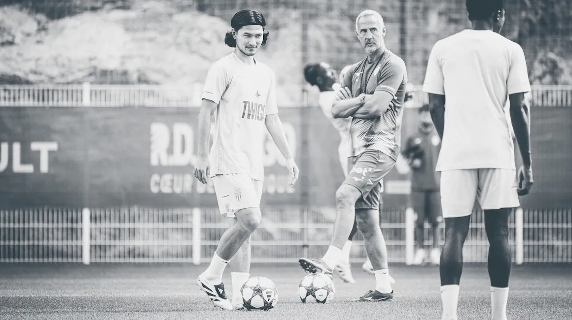 Takumi Minamino im Training von AS Monaco, Vorbereitung auf die Champions League unter Adi Hütter