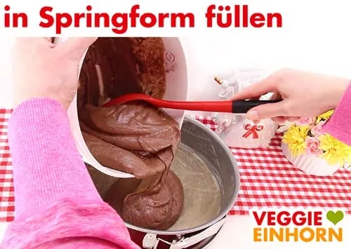 Teig in die eingefettete Springform füllen und glattstreichen