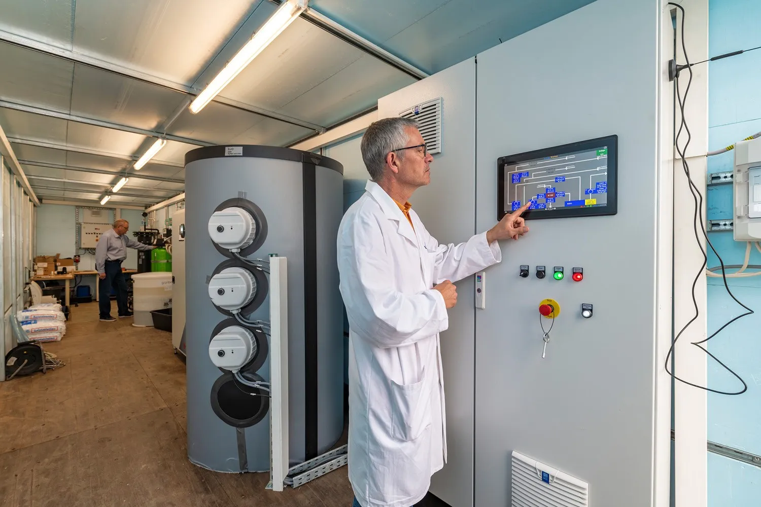 Teil der Pilotanlage am UFZ-Standort Leipzig. Die Anlage kombiniert Grundwasserreinigung mit Wärmespeicherung.