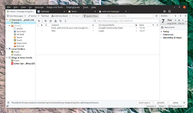 Thunderbird 60 CSD auf Ubuntu 18.04