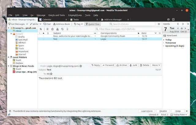 Thunderbird 60 Linux Interface