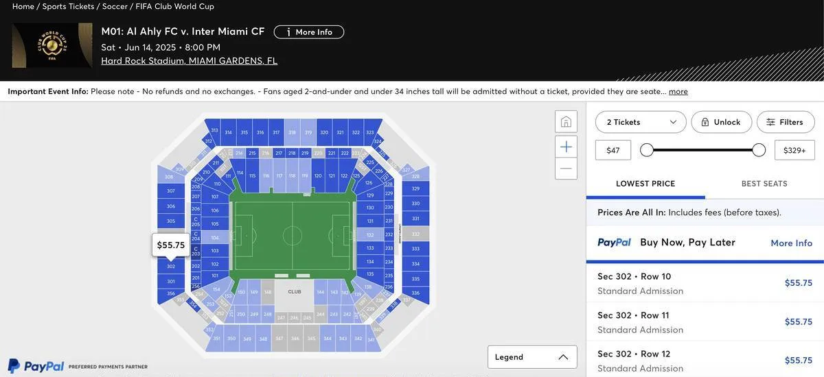 Ticketpreise für das Eröffnungsspiel der FIFA Klub-Weltmeisterschaft 2025 in Miami