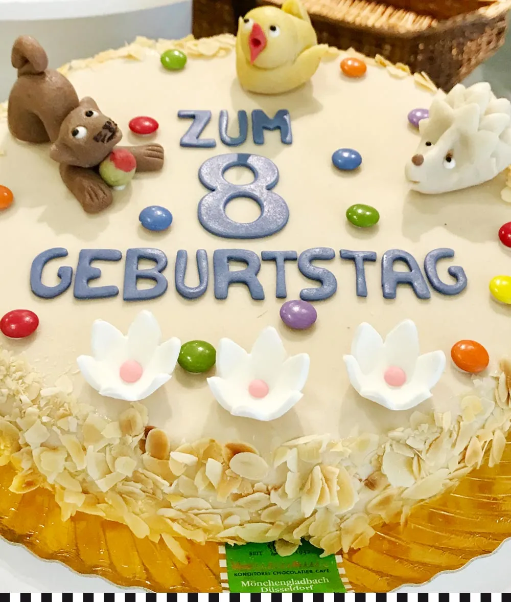 Tierische Kindergeburtstagstorte zum 8. Geburtstag von Heinemann
