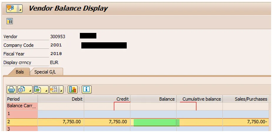 Überblick über den Kreditorensaldo nach Perioden in SAP FK10N