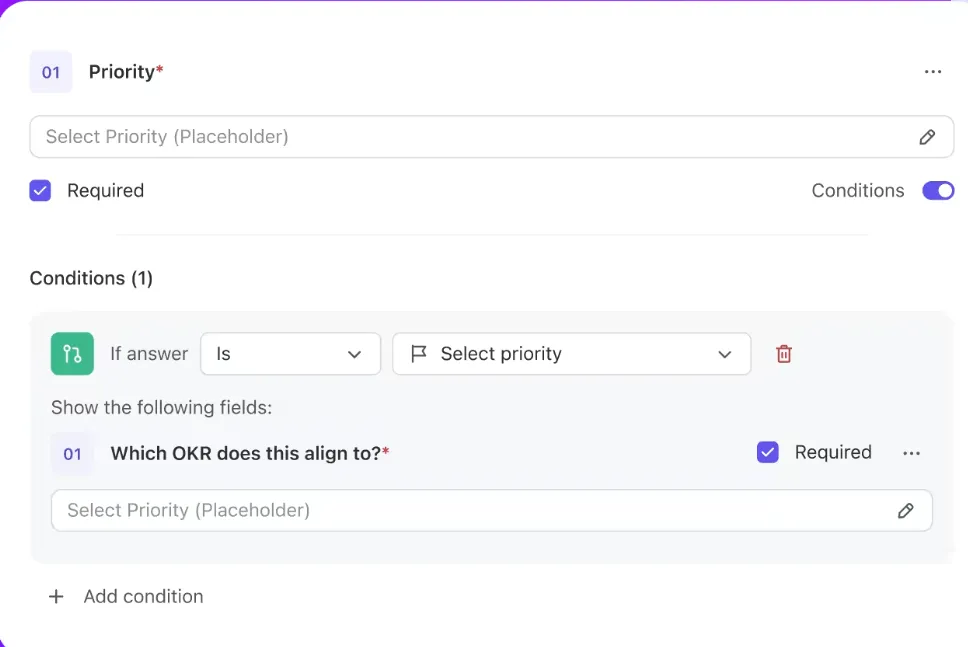 Überblick über die Formularansicht von ClickUp, einer Alternative zu Google Docs Formularfeldern