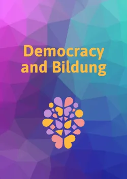 Umschlag des Papiers &quot;Democracy and Bildung&quot; mit einem Gehirn-Symbol und dem Bildung-Logo