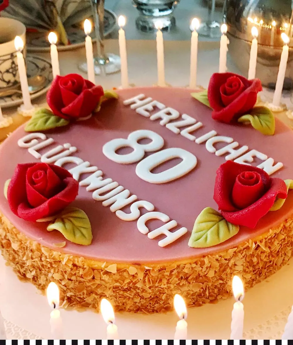 Unvergessliche Geburtstagstorte für einen Jubilar, individuell gestaltet von Heinemann