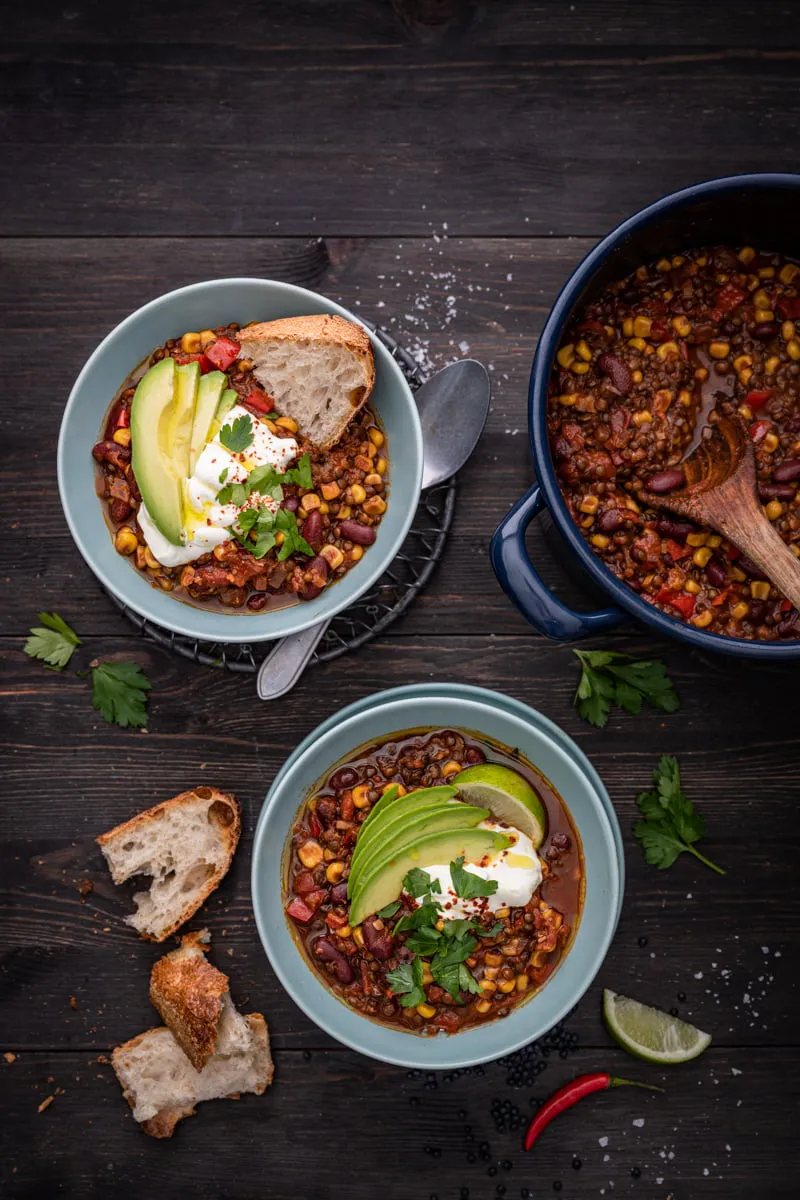 Vegane gesunde Rezepte Chili sin Carne