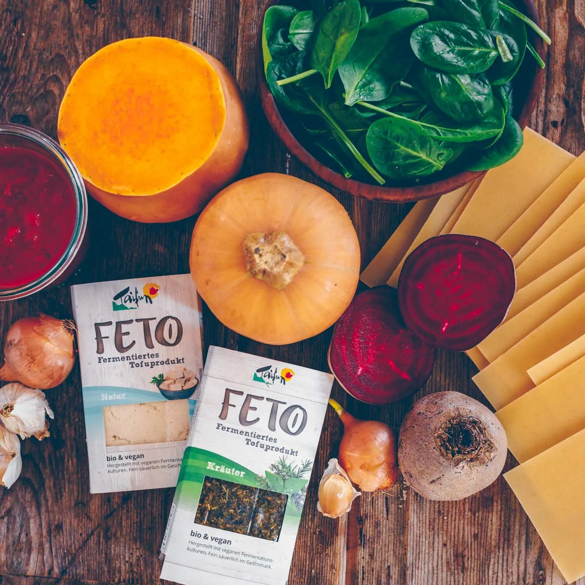 Vegane Kürbis Lasagne Schicht