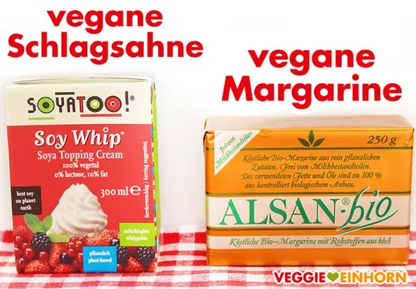 Vegane Schlagsahne von Soyatoo und Margarine von Alsan für die cremige Füllung