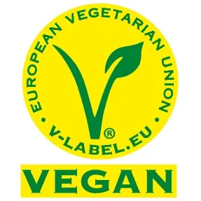 Veganes Label für Goldähren Brötchen, das die pflanzliche Herkunft bestätigt und ein Zeichen für bewussten Genuss setzt.