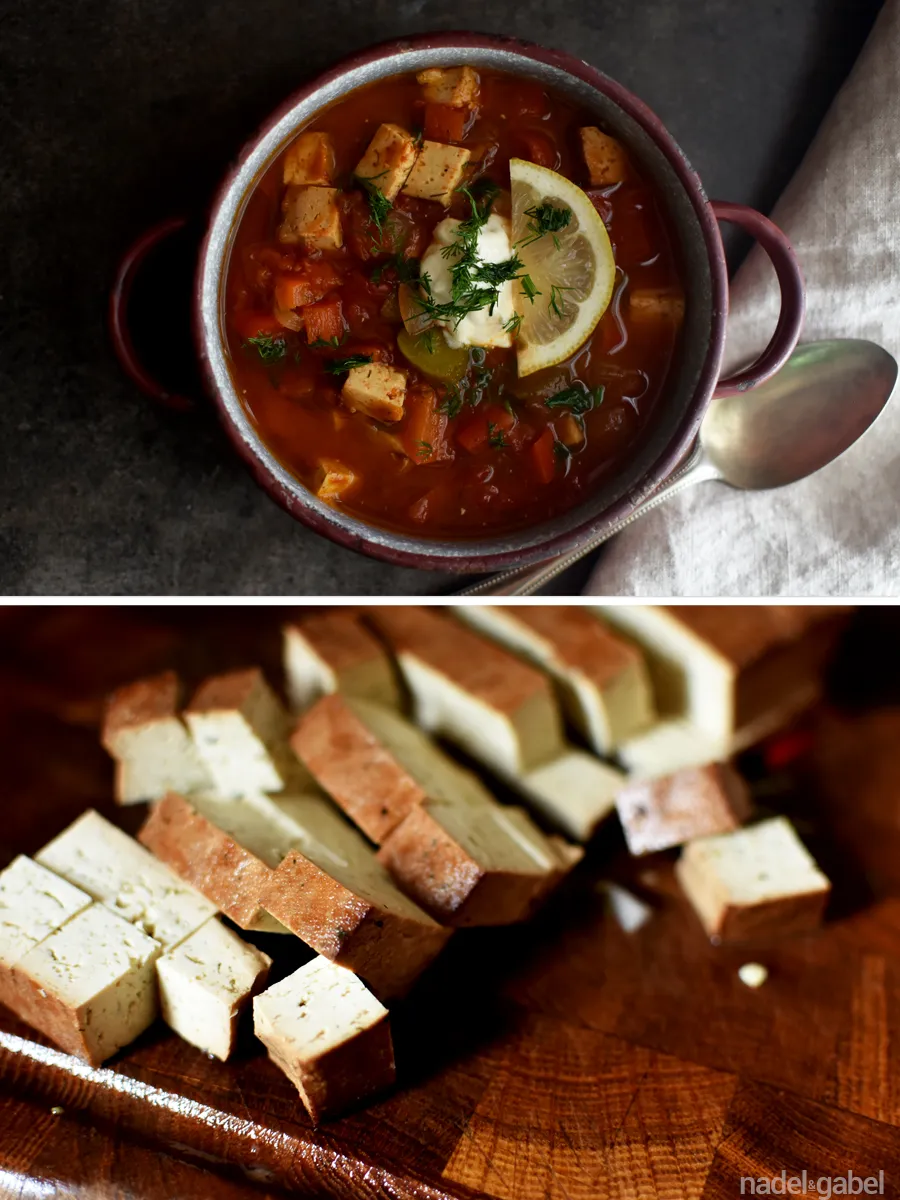 Vegetarische Soljanka mit Räuchertofu als Fleischaustausch