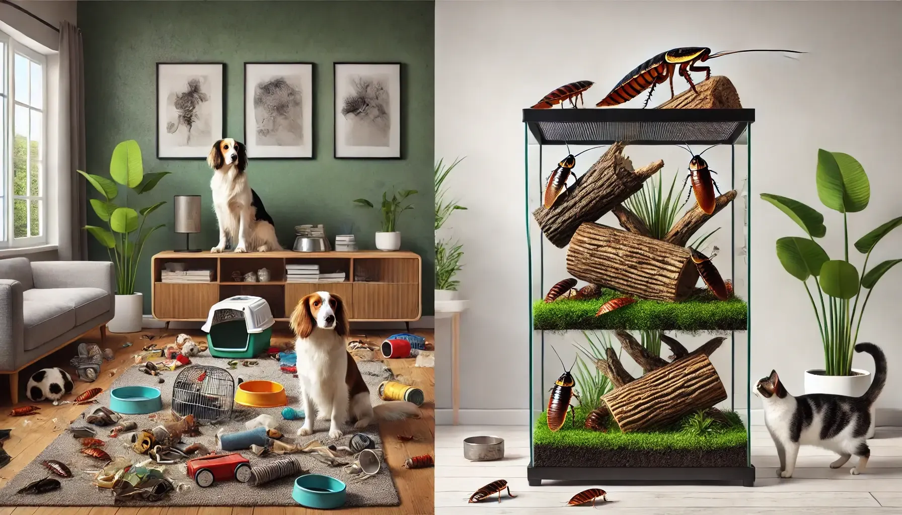 Vergleich zwischen einer Fauchschabe im Terrarium und traditionellen Haustieren