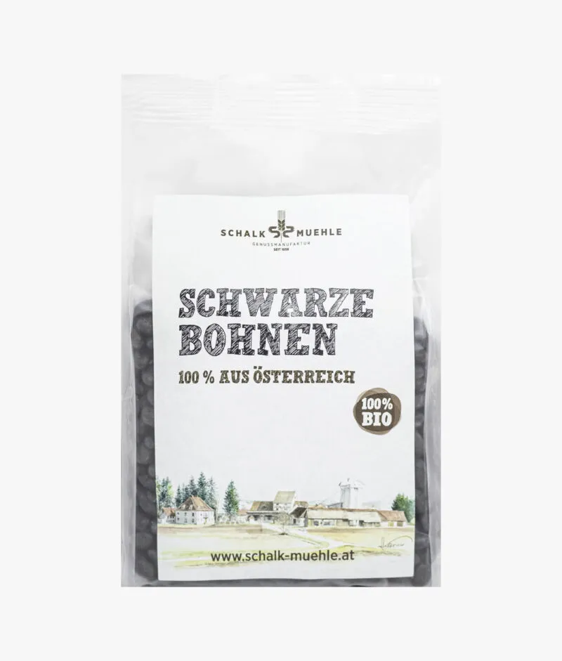 Verpackte Bio Schwarze Bohnen, bereit zur Verwendung in der Küche