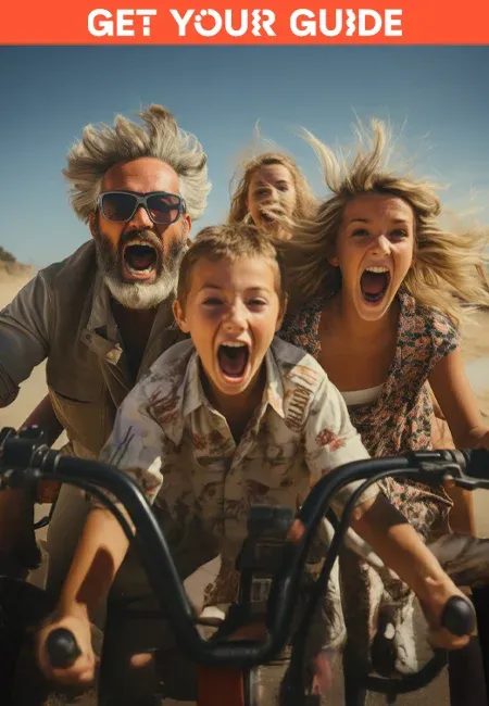 verrückte Familie auf einem Trike