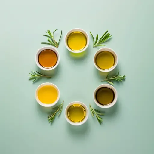 Vielfalt an Bio-Olivenölen für die Zubereitung von Börek und anderen Gerichten.