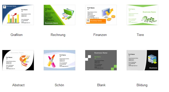 Vielfältige Visitenkarten Vorlagen in EdrawMax